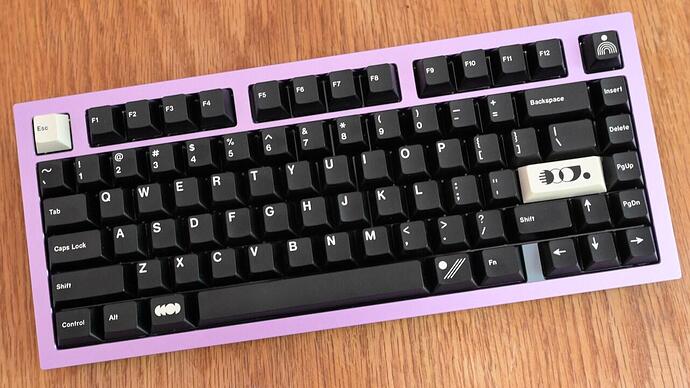 Cannonkeys Obliterated75 in Lilac with GMK Noire (beige on near-black) keycaps